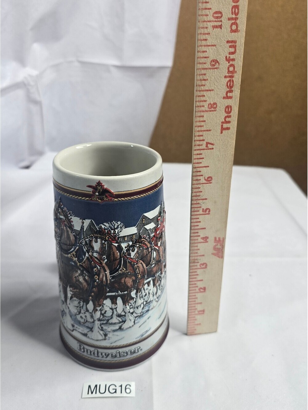 Vintage 1989 Budweiser Holiday Beer Stein Clydesdale Collectors Series Mug